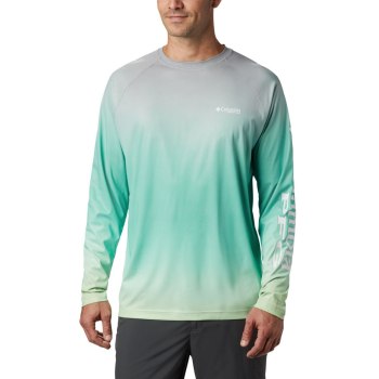 Columbia Sweater Heren, PFG Terminal Deflector Printed Long Sleeve LichtGroen, 15AHPWUMK